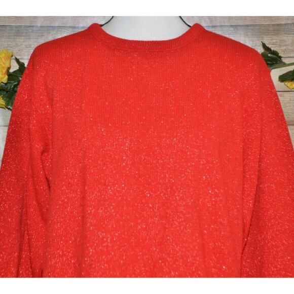 Vintage Carly Blake Ladies XL Christmas Red Sparkly Pullover Sweater Holidays - Picture 2 of 8
